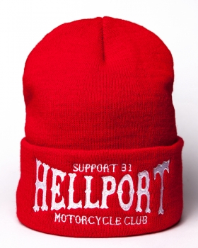 Hat: SUPPORT 81 MOTORCYCLE CLUB HELLPORT |  Red - White